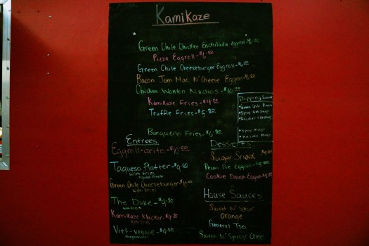 kamikaze food truck menu